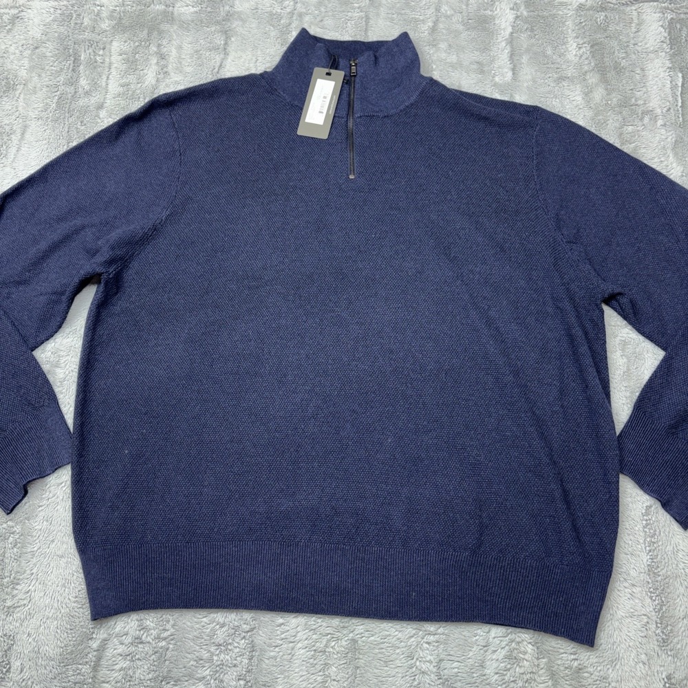 Slate & Stone Men's Size XL Navy‎ Blue Long Sleeve 1/4 Zip Cotton Sweatshirt NWT